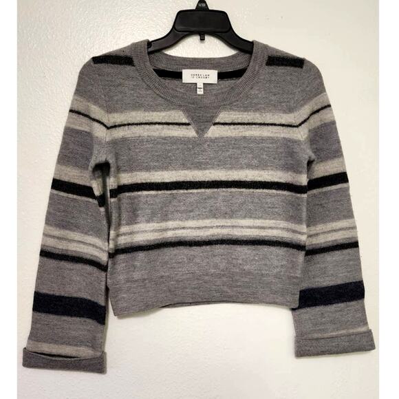 Derek Lam 10 Crosby Striped Crewneck Wool Wide Sleeve Sweater - Picture 2 of 10